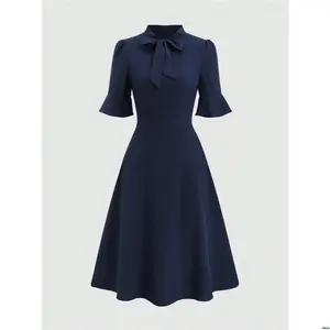 Outfit - Mid Elegant Neck V Color s Women tiktok Clasi Solid - Length Dress Maxi