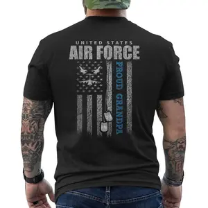 Proud Air Force Grandpa Of The Us Air Force Usa Flag Men's T-shirt Back Print, Best Gift For Granpa, Dad, For Fathers Day