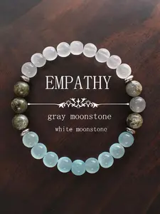 Gray Moonstone Beaded Bracelet, Crystal Bracelet, Healing Crystal Bracelet, Dainty Crystal Bracelet, Energy Shielding Guidebook, Fashion Accessories for Women & Men, Trendy All-match & Exquisite Jewelry for Birthday Gift