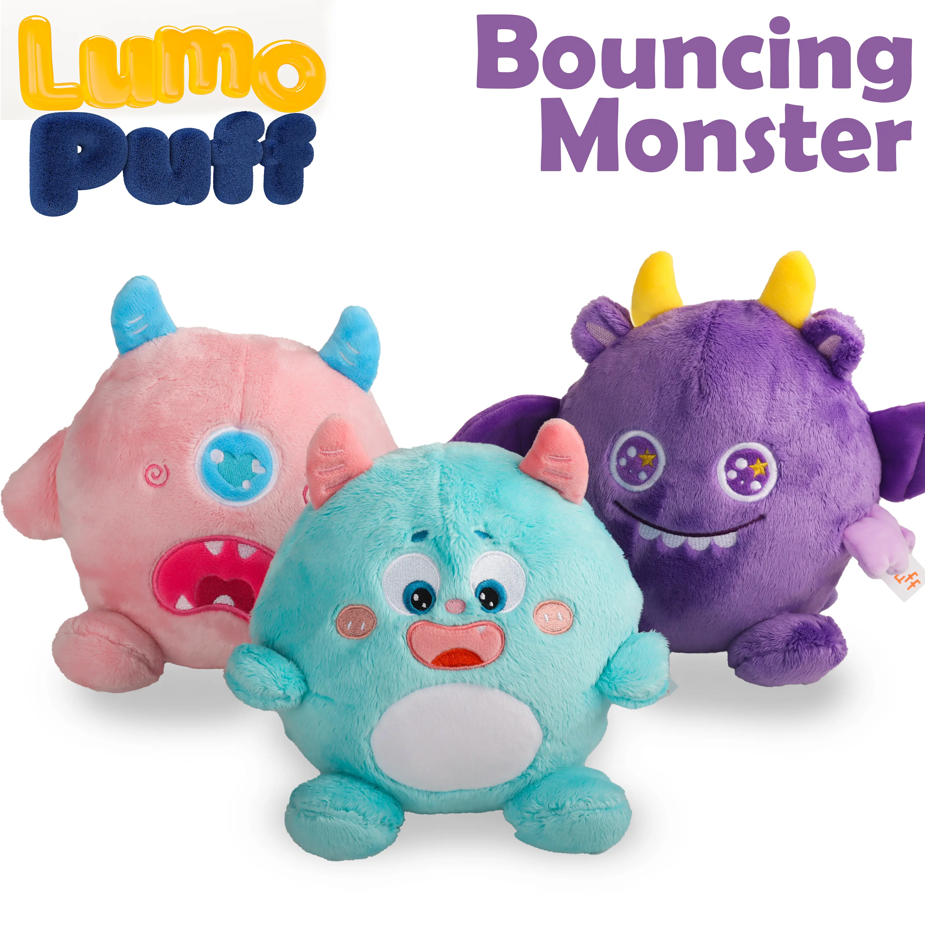 LUMO PUFF Musical Plush Toys Gift for Baby - 9.5"*8.5" Plush Bouncing Monster - Singing Mimicking Repeating Toys - Rechargeable - Inside Out Emotion Reflect - Built-in 48 Melodies - Best Gift for Xmas, Birthday, Party, Thanksgiving, Halloween tiktokshopsp