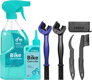 Bike Chain Cleaner Set, Bicycle Cleaning Kit Chain Lube and 500ml Cleaning Spray Biodegradable Bike Chain  with Brushes Cycling Maintenance (Cleaner-410ML)