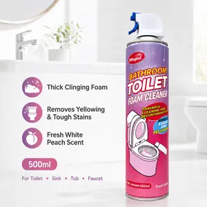 Mingtol  Foam Toilet Stain Remover, All-Purpose Cleaner - 500 ml Each, Powerful Clinging Foam, Cleans Hard Water Stains, Yellowing, Dirt & Limescale, Under Rim Cleaning, Easy to Clean, Easy Rinse, Fresh Peach Scent