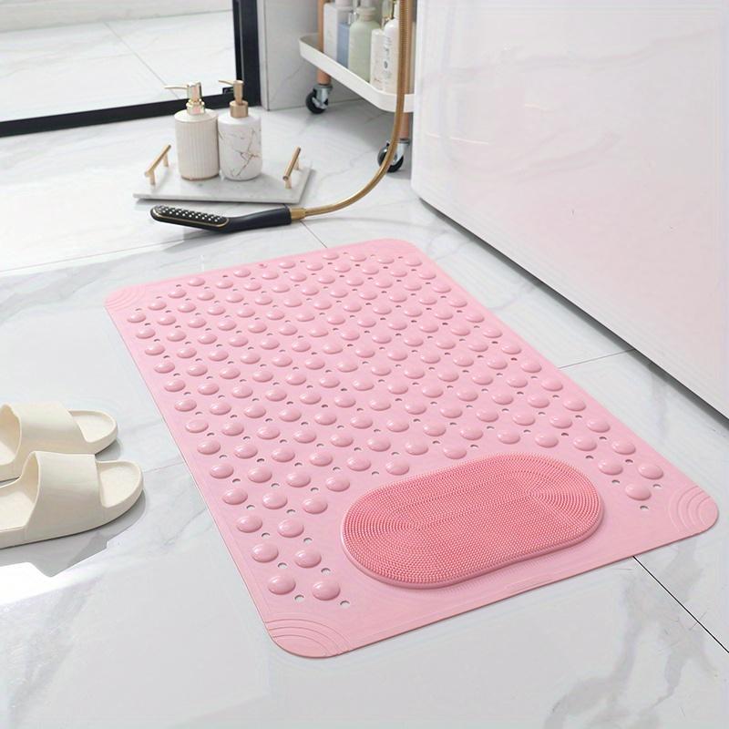 1pc non-slip shower mat, bathtub mat with drain holes and suction cups, foot massage shower rug, home bathroom, bathroom necessities.