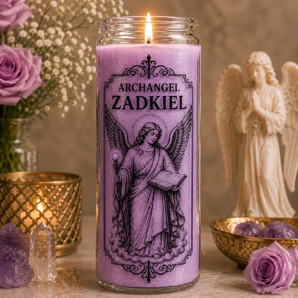Archangel Zadkiel 8in Tall Candle Unscented