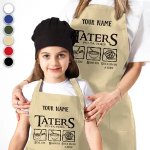 Mothers Day Apron, Taterss Apron For Family, Mom Gift, Grandma Gift, Personalize Apron, Apron with Pockets