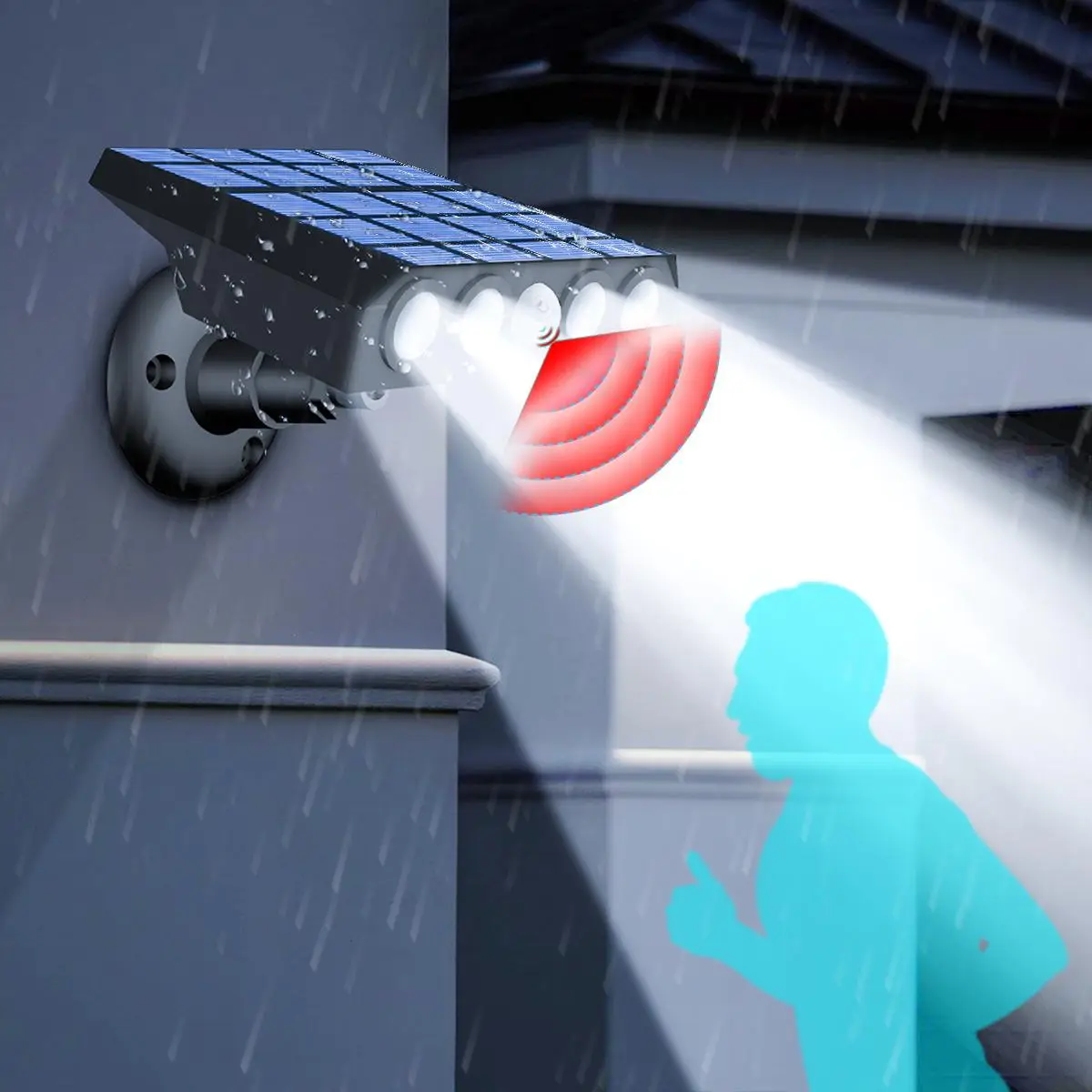 3000lm Solar LED Security Light, Ip65 Waterproof Pir Motion Sensor, Auto On/off, Rechargeable Battery, Outdoor Garden Pathway Lamp