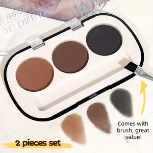 Waterproof 3-Color Eyebrow Kit with Brush, Long Lasting for Natural 3D Brows