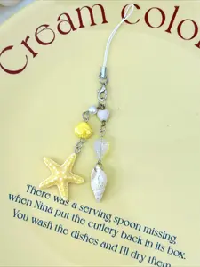 Beach Island Shell Starfish Beaded Phone Chain Pendant, Seashell Keychain Bag Charm, Stylish Accessory for Travel and Daily Use