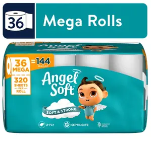 Angel Soft 2-Ply Toilet Paper, 36 Mega Rolls, 320 Sheets per Roll