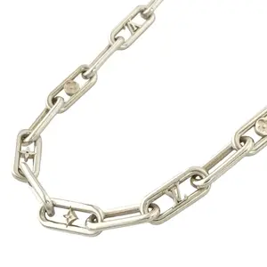 Pre-owned Louis Vuitton Sterling Silver 925 (Ag925) Small Leather Goods Sleek Monogram Silver Necklace