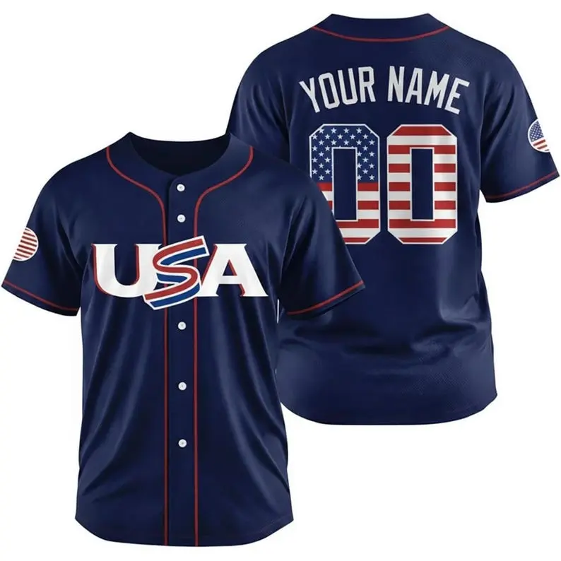 USA Baseball Jersey Custom Name Number, Personalized American Flag Team Uniform for Men Women Youth Kids, Custom Baseball Shirt 2026