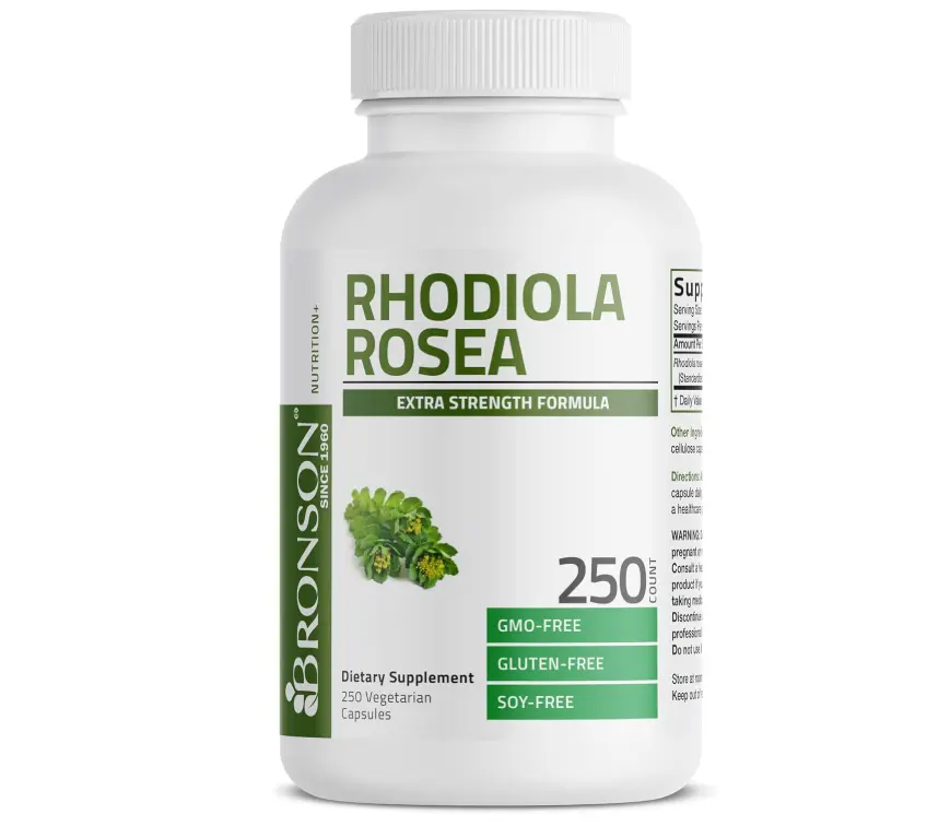 Bronson Rhodiola Rosea Adaptogen for Stress, Mood & Energy, 60 Capsules | Brain Health Support, Vegetarian, Non-GMO, Gluten-Free & Soy-Free