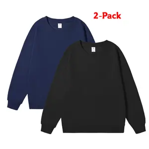 2PC Men Classic Men's Crewneck Sweatshirts Solid Color Fleece Warm Pullover Long Sleeve Casual Tops for Everyday Comfort & Style