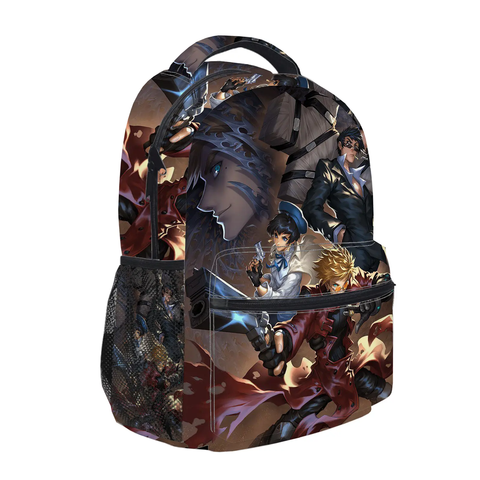 Trigun Y2K Aesthetic Backpack for Girls, Cute Cartoon Girl Printed School Bag for Teens, Large Capacity Bookbag with Mesh Side Pockets, Lightweight Casual Travel Daypack for Back to School e-207