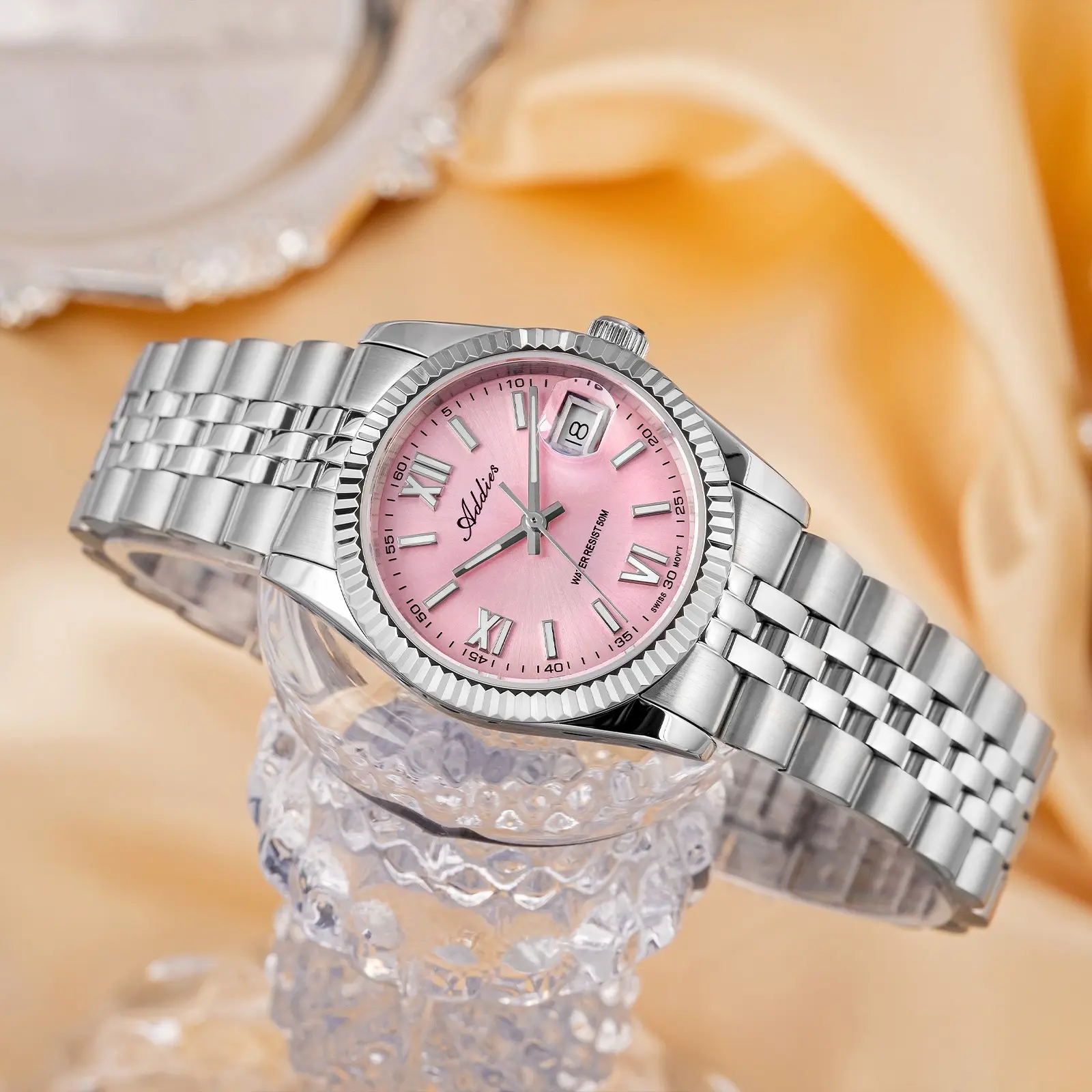 Addies Watches for Women, Luxury Quartz Watch with Sapphire Crystal Glass, 316L Stainless Steel Case & Bracelet, BGW9 Super Luminous Markers, 50M Waterproof Elegant Fashion Ladies Wristwatch