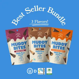 MUDDY BITES Chocolate Filled Waffle Cones - Best Sellers 3-Pack – Variety - Fairtrade and Kosher Snacks Snackable
