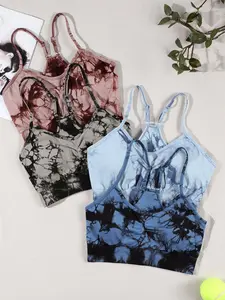 Women's Tie Dye Print Wireless Bra, Casual Comfy Breathable Bralette for Daily Wear, Softness Lingerie Top for All Seasons
