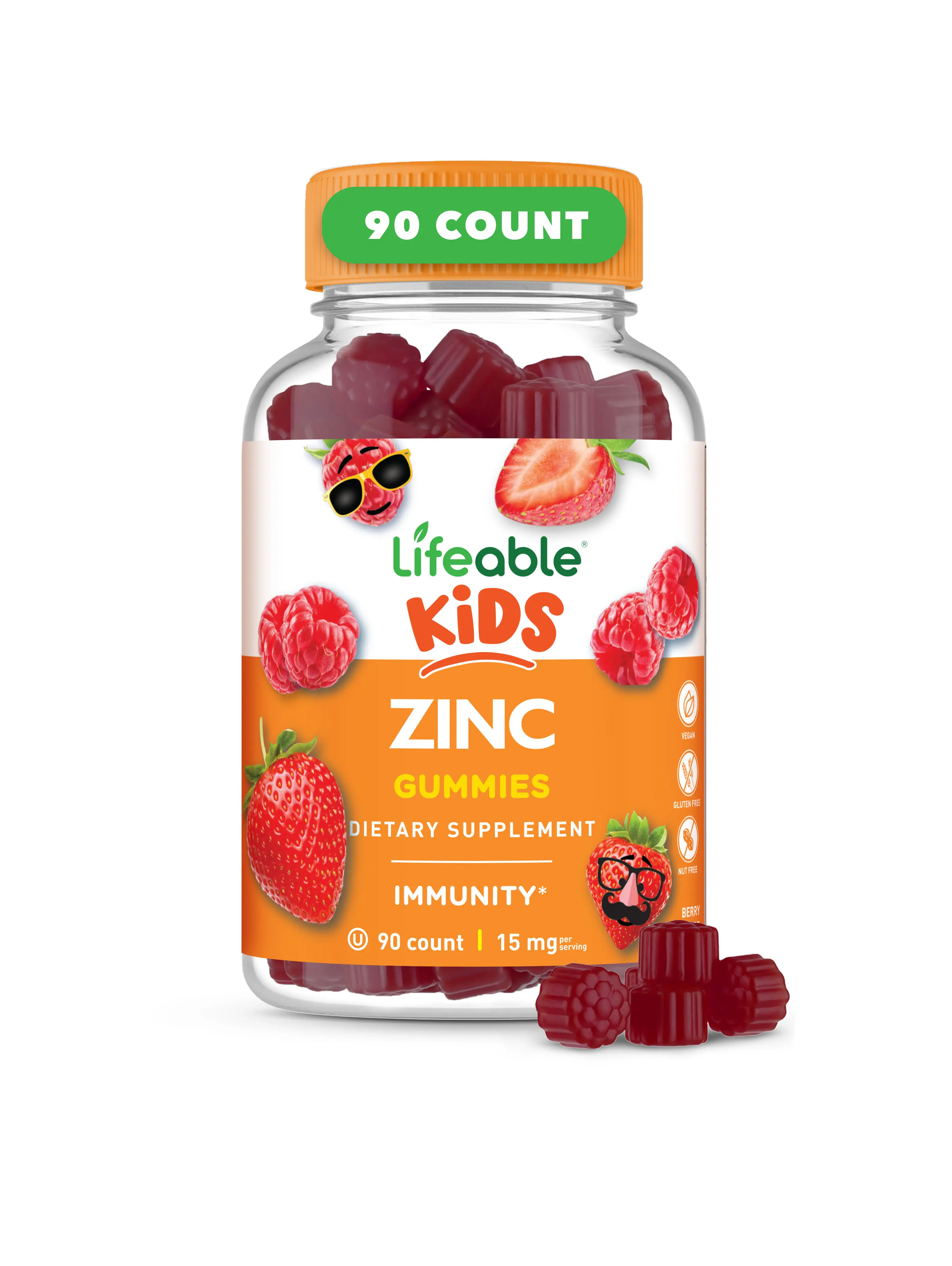 Lifeable Kids Zinc Gummies , 15 mg, 90 count