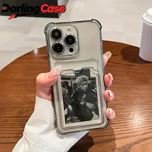 Darlingcase Clear Card Slot Wallet Case for iPhone 11/12/13/14/15/16/17, Transparent Shockproof Full Cover Card Holder Protective Shell