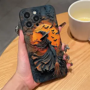 Halloween Witch Bat Pattern Anti-Drop Tpu Phone Case for iPhone & Samsung Models, Perfect Gift for Women, Girls, Boyfriend
