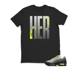 Air Max 95 Big Bubble Neon Yellow Black Cool Grey 2026 OG T Shirt Match HER, Air Max 95 Big Bubble Matching Sneaker Hoodie, Sweatshirt