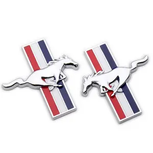 3D Car For Ford Mustang Sport Left & Right Fender Horse Logo Badge Metal Emblem