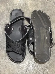 Mexican Huarache Embroidered Crossed Wide Straps Black