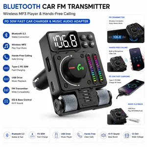 Bluetooth Car FM Transmitter & Wireless MP3 Player, Type-C PD 30W Fast Car Charger, Hands-Free Calling, Music Audio Adapter for Phone, USB Car Charger # SummerVibes
