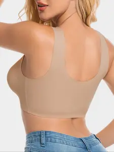Women's Everyday Bralette, Mesh V-Neck Seamless Lingerie, Wide Strap Full Coverage, Removable Pads, Casual Fit All-Season Wear, 1/4pcs