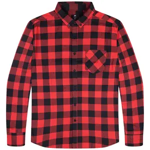 Mens Flannel Shirts Button Down (Red)