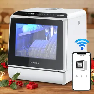 Portable Countertop Dishwashers, Compact Smart Dishwashers with 5 L Built-in Water Tank,5 Washing Programs,Air-Dry Function,360° Dual Spray