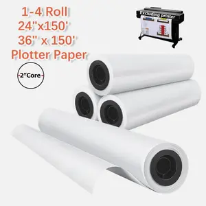 Wide Format Plotter Paper 24"x150/36"x150 CAD Bond for Inkjet Printer 2" Core 1-4 Roll 24"x150 36"x150 Plotter Paper