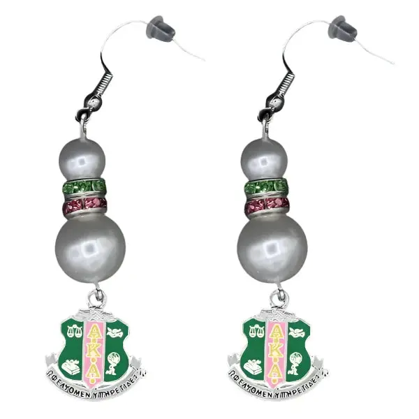 Alpha Kappa Alpha Pearl Shield Earrings