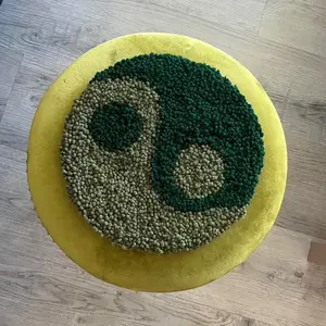 Green Yin Yang Tabletop Punch Needle Rug