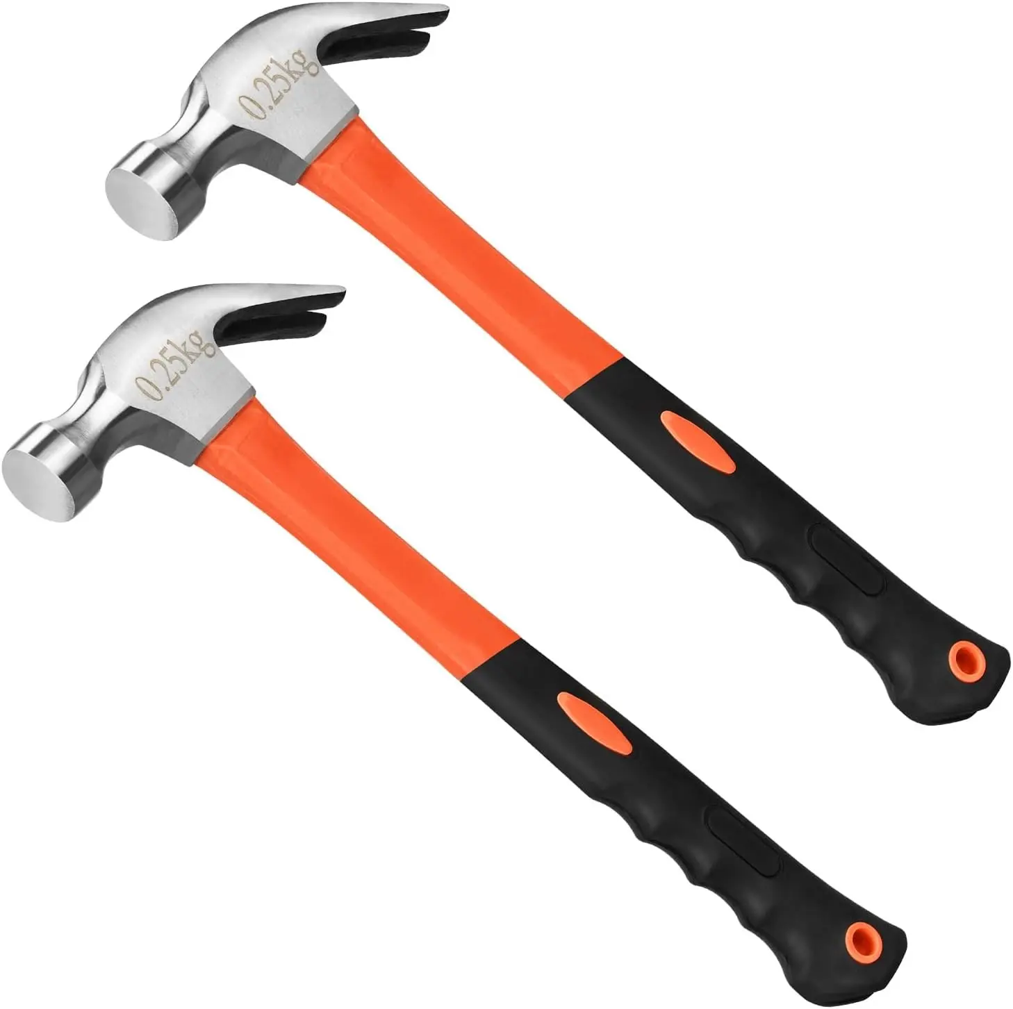2pcs 8oz Straight Rip Hammer, Fiberglass General Purpose Claw Hammer | with Smooth Face & Non-slip Grip