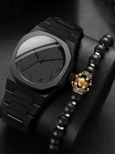 2-piece men's watch dopamine quartz watch business minimalist high-end student silicone watch Modern Fashionable Wristwatch