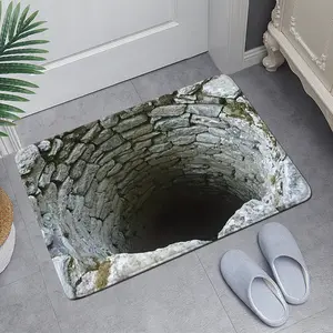 ‌Viral 3D Optical Illusion Endless Abyss Non-Slip Door Mat Machine Washable Durable Floor Mat for Bathroom Bedroom Camping Yoga Trendy Fashion‌