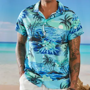 JUNBAOSS Hawaiian Shirt, Unisex Summer Beach Casual Short Sleeves Button Down Shirts, Fit Fashion Comfy Flower Printed Blouse Vacation Clothing, Classic Soft Floral Menswear Polyester Tropical Tops, Outfits for Daily Wear Everyday Lightweight
