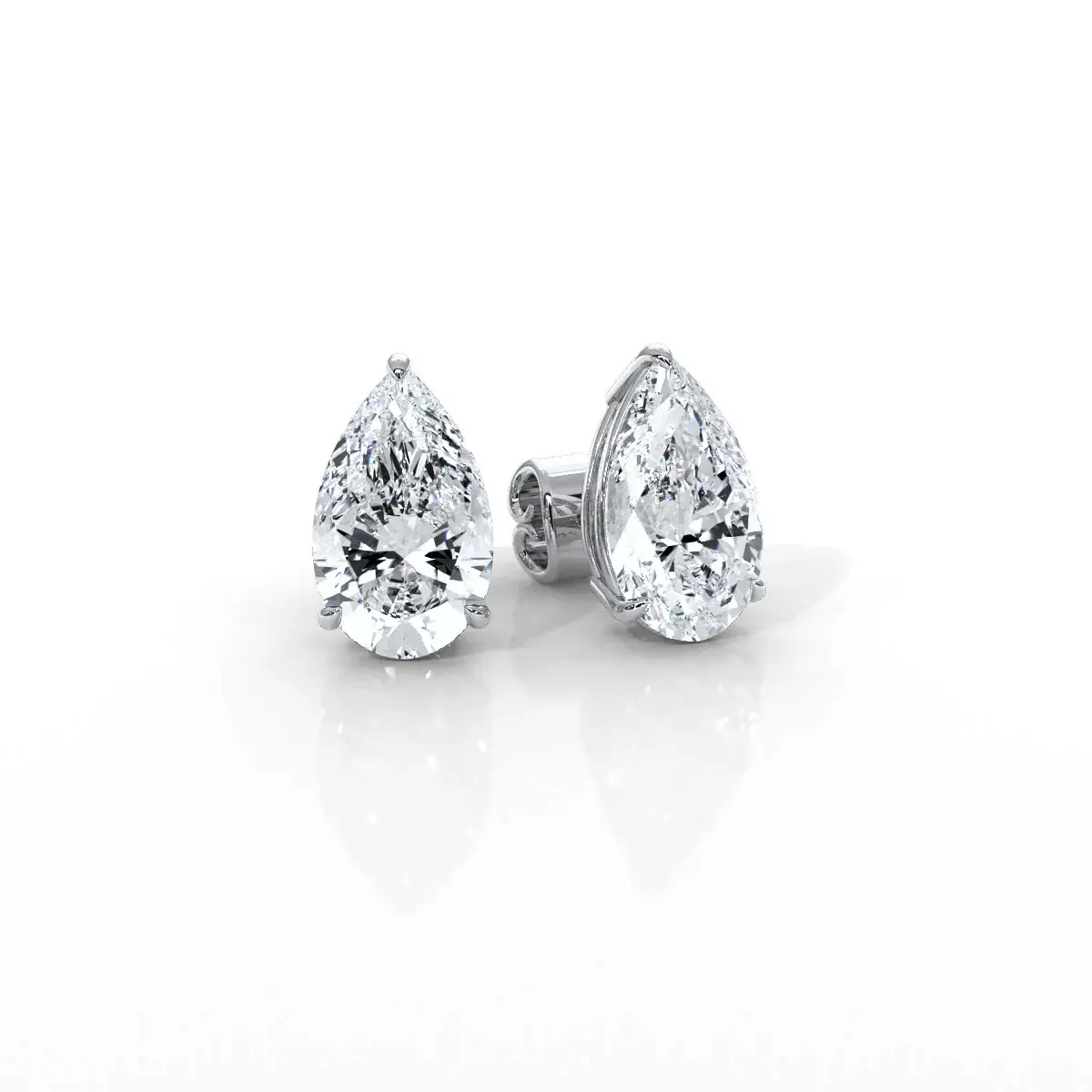Javda Lab Diamond 14K White Gold Pear Studs Earring for Women - IGI Certified 4.41 Ctw. Push Back
