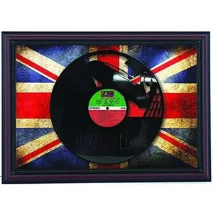 Led Zeppelin ZoSo Laser Cut Black Vinyl LP Record Custom Framed Flag Display, Limited Edition K1