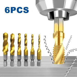 Metal Tap Drill Bit Set with Ultra TiAlN Coating, for DIY Metal Fabrication & Factory Maintenance, Complete M3 to M10 Sizes, Combine Drilling Tapping Deburring In One Pass, Durable Hardware Tool