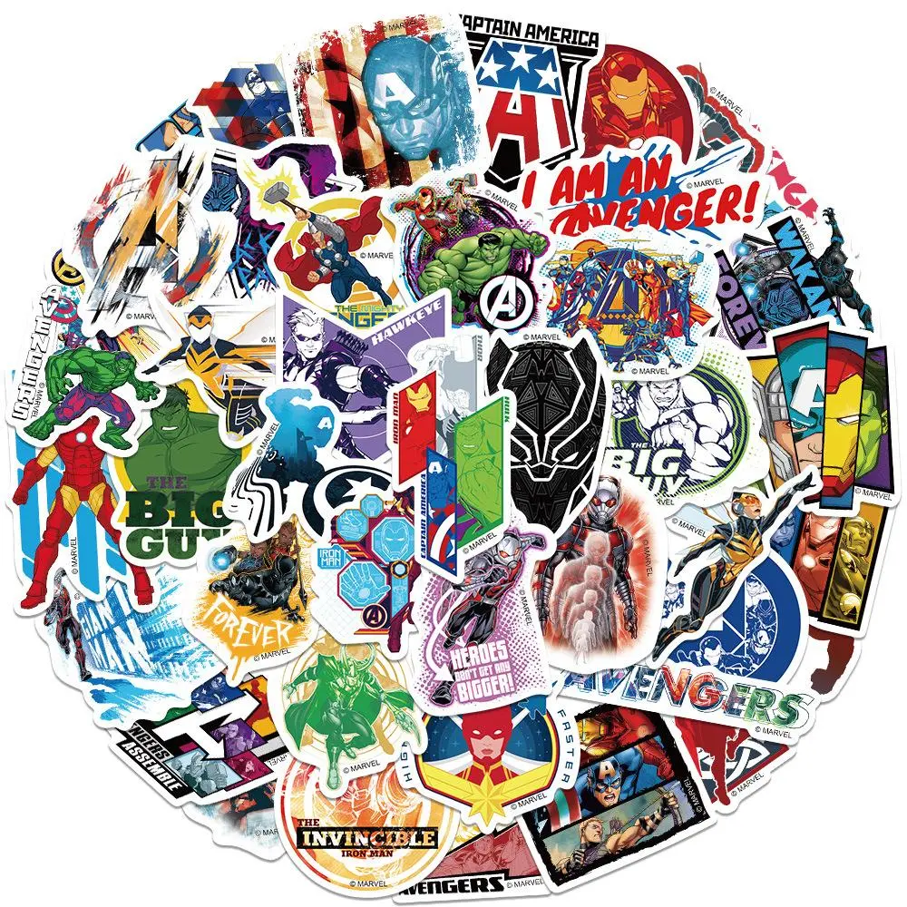MARVEL Cartoon Version 50pcs Stickers Featuring Marvel Characters for Decoration Journaling & Collectibles Ideal for Fans of the Series