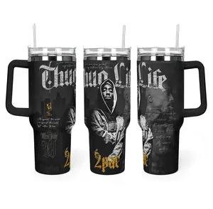 2Pac Tupac Shakur Thug Life Tumbler 40oz, Legend Rapper Tumbler