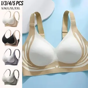 EssElegance 5/4/3/1PCS Push-Up Seamless breathable Bra Set - Adjustable Straps & Wire-Free Support for Daily Wear, Ultra-Soft Breathable Fabric