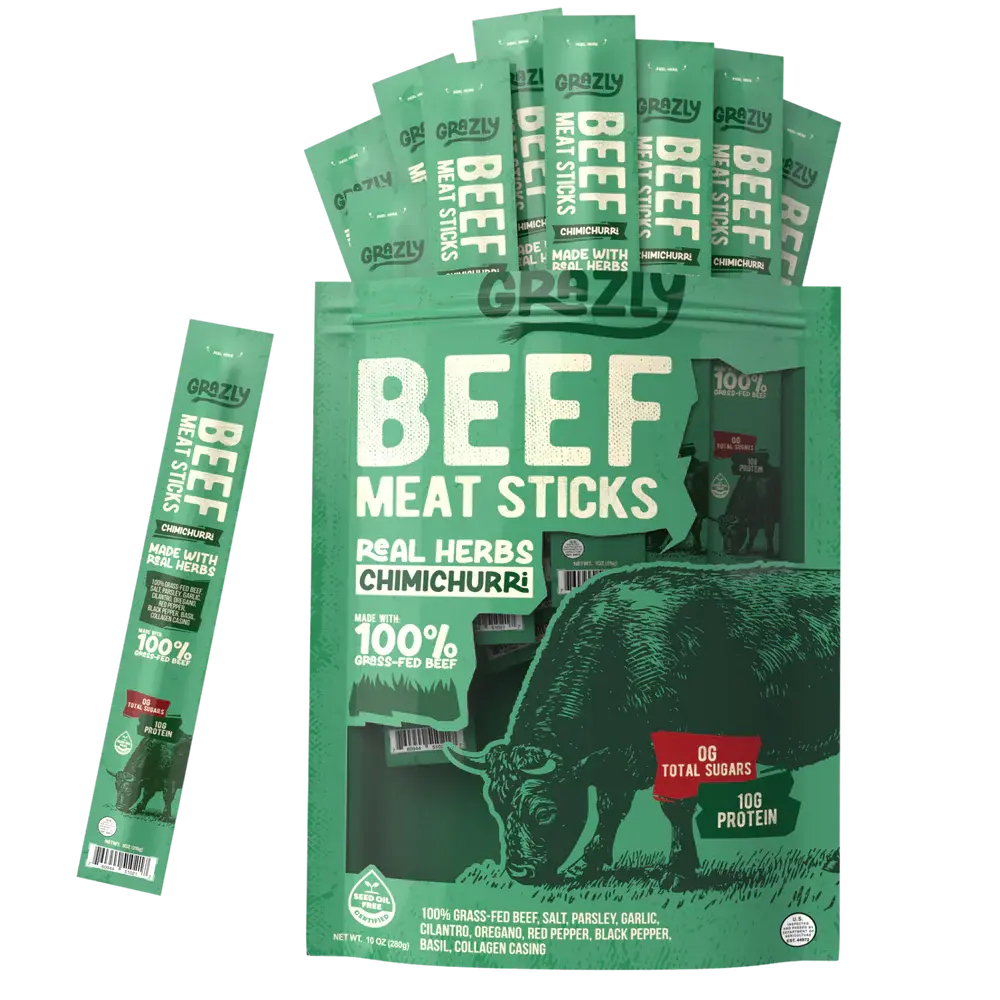 Grazly Chimichurri Beef Meat Sticks - 100% Grass Fed & Finished