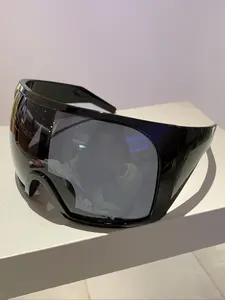 Women's Oversized Fashion Glasses, Trendy Wraparound Design, High-End Decoration Eyewear, Stylish Future Style Frames