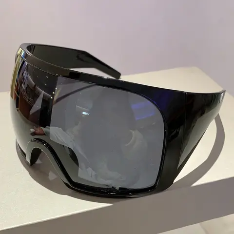 Women's Oversized Fashion Glasses, Trendy Wraparound Design, High-End Decoration Eyewear, Stylish Future Style Frames, Trending Glasses