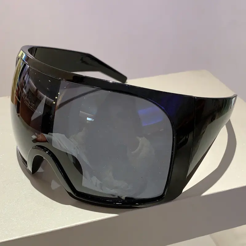 Women's Oversized Fashion Glasses, Trendy Wraparound Design, High-End Decoration Eyewear, Stylish Future Style Frames, Trending Glasses