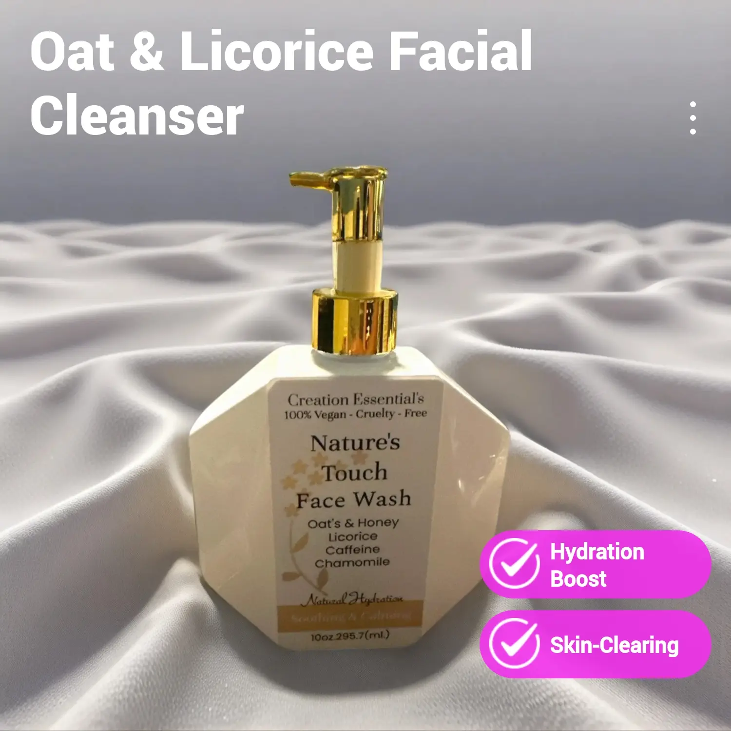 Nature’s Touch Facial Wash with Oat & Licorice Aloe Vera Caffeine Calming Chamomile Extract Gentle Exfoliate Moisture Boost