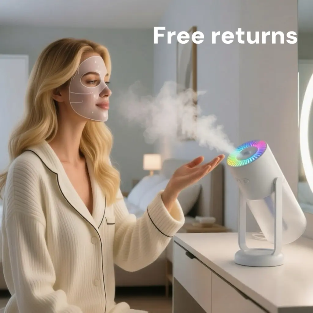 Portable USB Mini Humidifier with LED Light, Quiet Cool Mist for Baby Bedroom & Skin Care, USB Desktop Vaporizer Keeps Air Moist at Night, Gentle Fog Won’t Wet Furniture, Perfect for Nursery and Bedside Use
